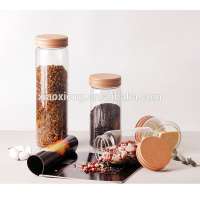 Wholesale Acacia Wooden glass sealed jar Tea Canister Transparent Glass Storage Tank/Jar Candy Jar Storage Holders home use