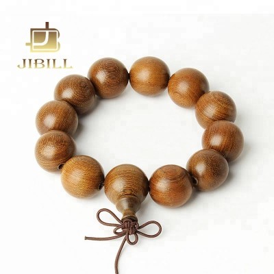 Natural 12mm 12 Piece Wholesale Golden Sandalwood Beads Buddha Bracelet as Gifts for Women and Men