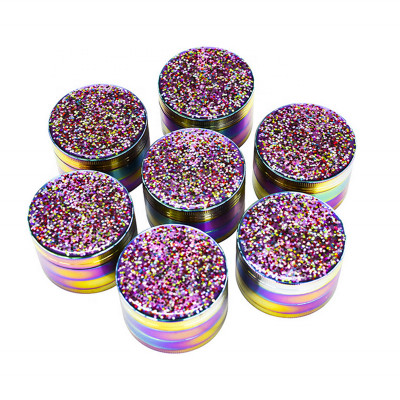 Fashion colorful 4 pieces tobacco grinder shining top herb grinder weed accessories