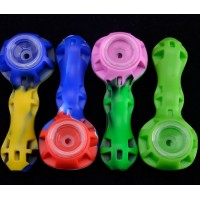 silicone honeycomb portable travel hand tobacco smoking pipes with glass bowl